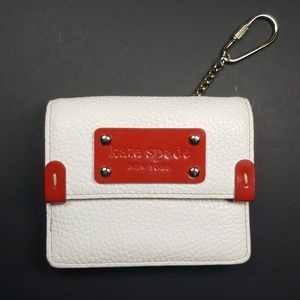 Kate Spade White & Red Pebbled Leather Wallet